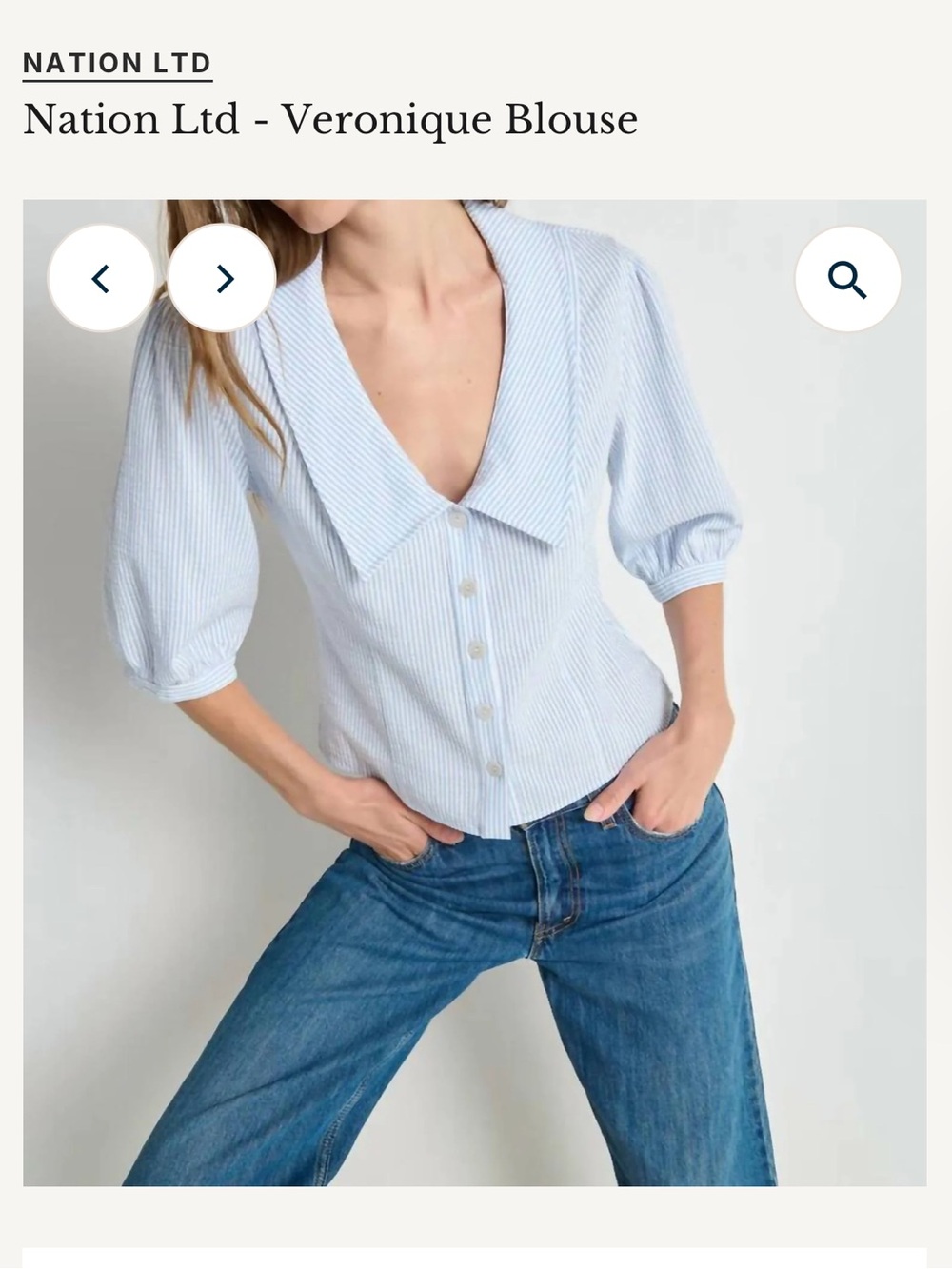 Nation LTD Veronique Button-Front Blouse in Light Blue Stripe